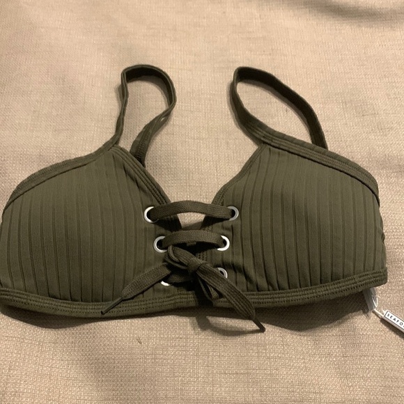 Seafolly Inka Rib Lace Up Bikini Top - Picture 1 of 8